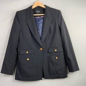 J. Crew Vivienne Single Breasted  Wool Blend Classic Black Blazer Women’s Size 2